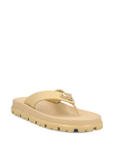Prada logo-plaque flip-flops - Neutrals
