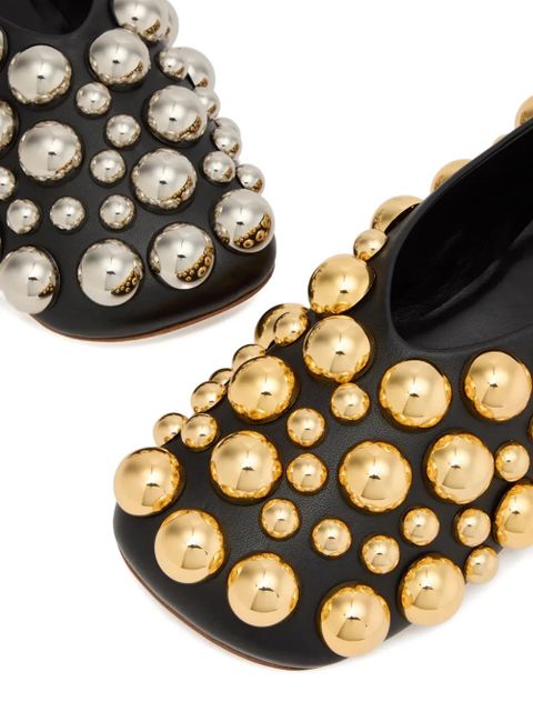 A.W.A.K.E. Mode Dora stud-embellished flat pumps - Black