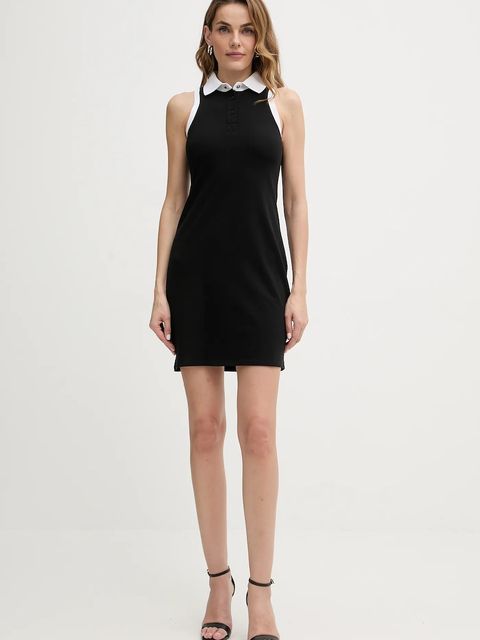 Karl Lagerfeld sukienka bawełniana IKON kolor czarny mini prosta B1W13032