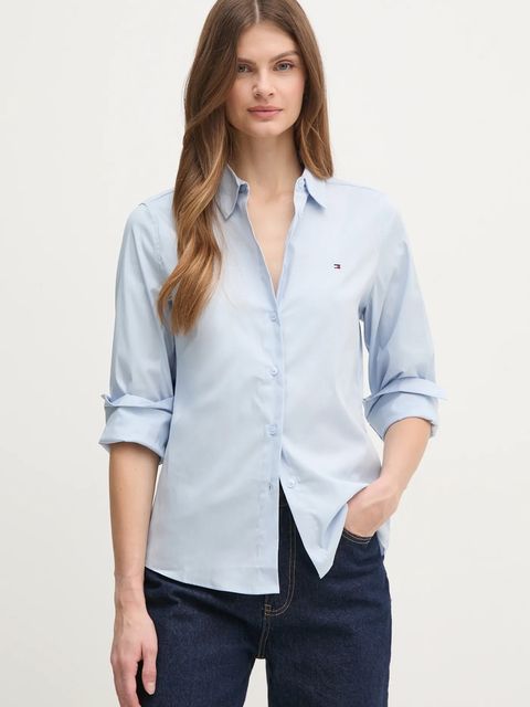 Tommy Hilfiger koszula damska kolor niebieski regular z kołnierzykiem klasycznym WW0WW44084