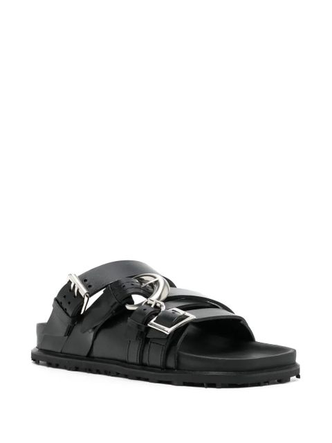 Marine Serre buckled leather sandals - Black