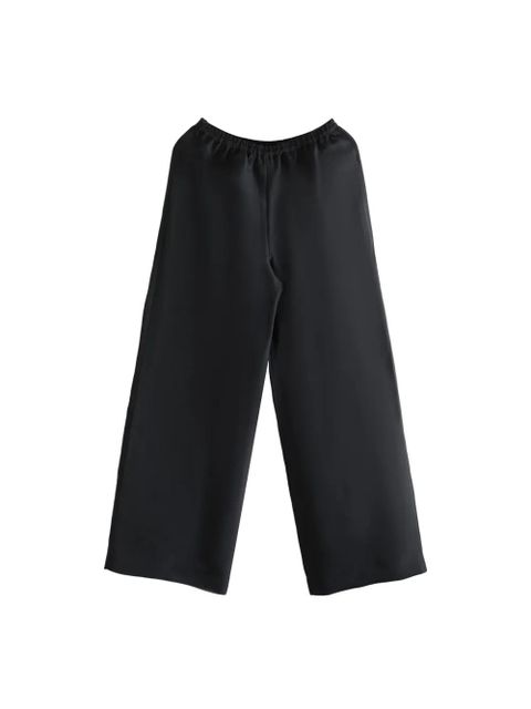 The Row elastic-waist silk trousers - Black