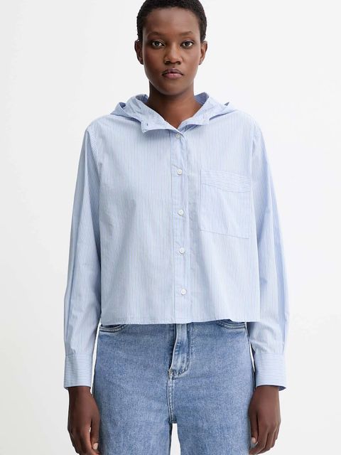 Marc O'Polo koszula bawełniana damska kolor niebieski relaxed ze stójką 5000007030 - zdjęcie produktu nr 1