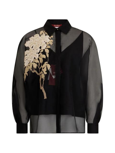 Max Mara floral-embroidered sheer blouse - Black - zdjęcie produktu nr 1
