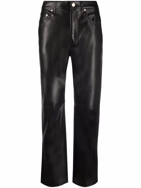 Nanushka faux-leather cropped straight-leg trousers - Black - zdjęcie produktu nr 1