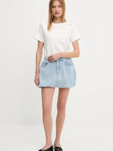 Answear.LAB spódnica jeansowa bawełniana kolor niebieski mini rozkloszowana