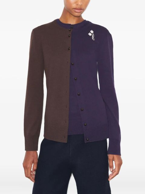 Tory Burch brooch wool cardigan - Brown