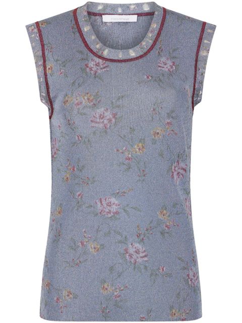 Rabanne floral-print tank top - Blue - zdjęcie produktu nr 1
