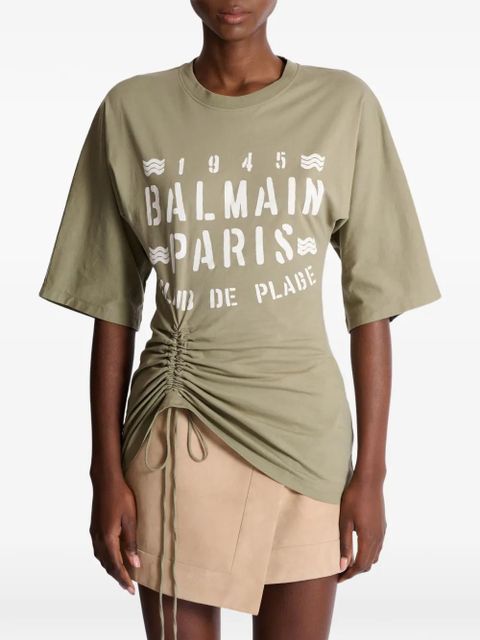 Balmain drawstring-detail T-shirt - Green