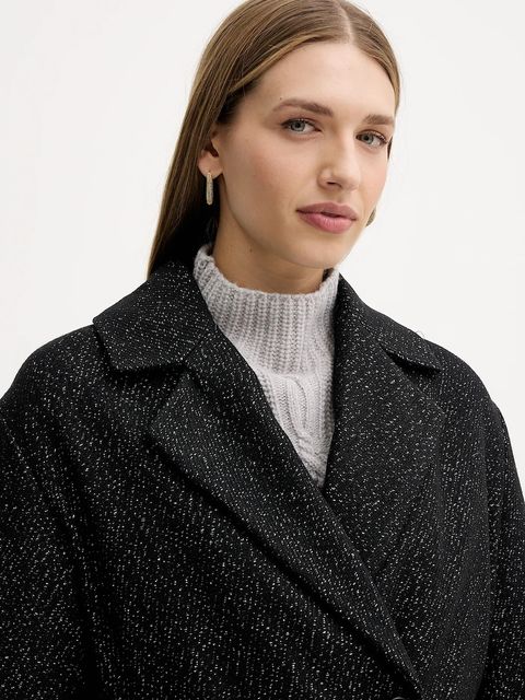 Twinset płaszcz z domieszką wełny kolor czarny 252TT2040