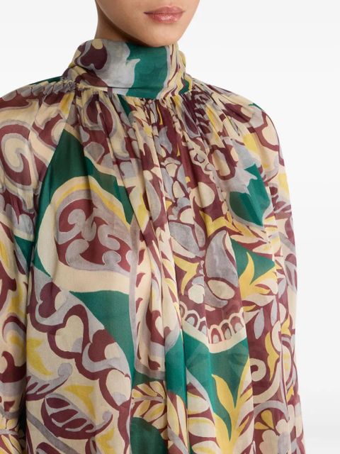 ETRO floral-print turtleneck blouse - Green