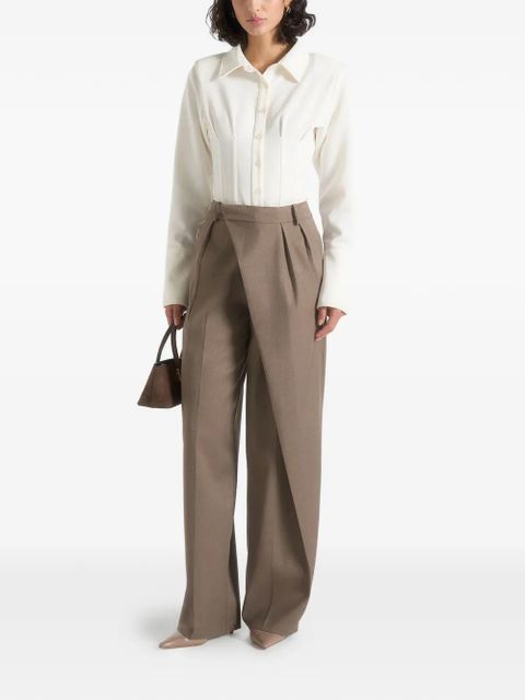 Manière De Voir Colette wrap-front pleated tailored trousers - Brown - zdjęcie produktu nr 2