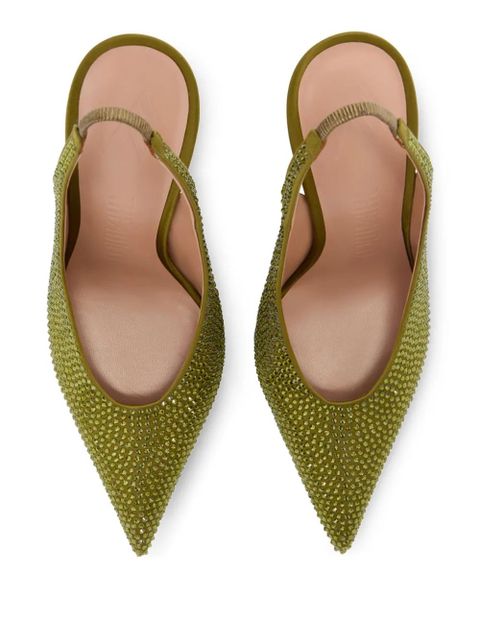The Attico 95mm Viper pointed embellished pumps - Green