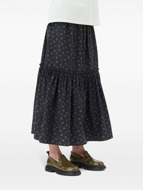 GANNI floral-print smock maxi skirt - Black