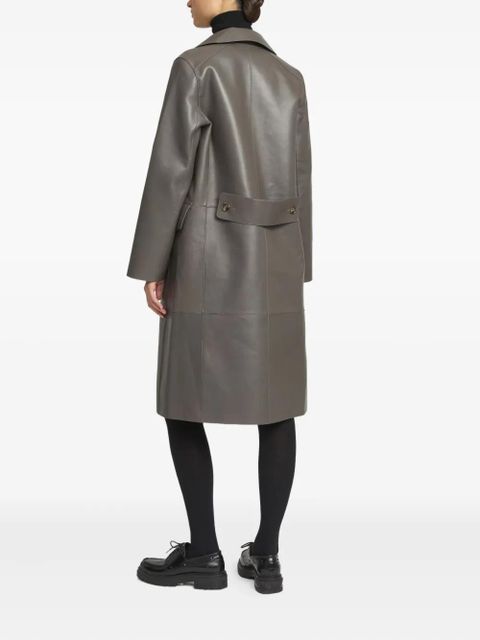 Yves Salomon double-breasted leather coat - Grey