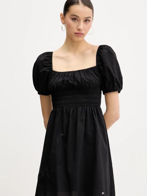 Tommy Jeans sukienka bawełniana kolor czarny mini rozkloszowana DW0DW21334 - zdjęcie produktu nr 1