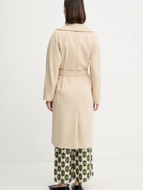 Weekend Max Mara płaszcz wełniany RESINA damski kolor beżowy przejściowy oversize 2525016031600
