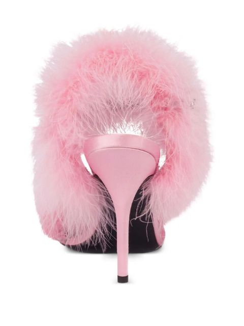Moschino feather-embellished sandals - Pink