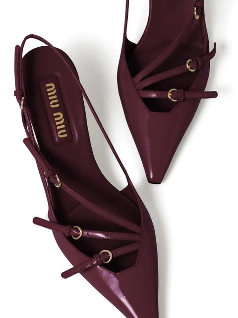 Miu Miu buckle-embellished slingback pumps - Red