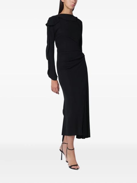 Victoria Beckham draped long-sleeve midi dress - Black