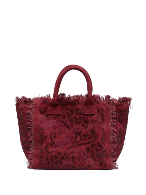 MC2 Saint Barth Vanity leopard-beaded tote bag - Red - zdjęcie produktu nr 1