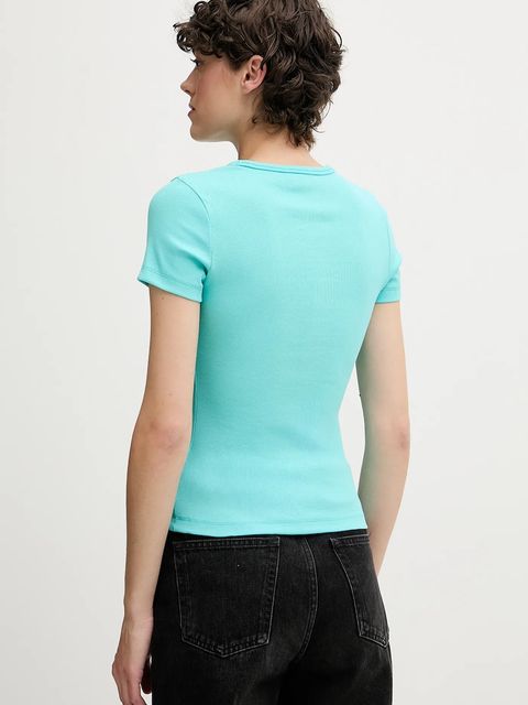 Tommy Jeans t-shirt damski kolor turkusowy DW0DW17881