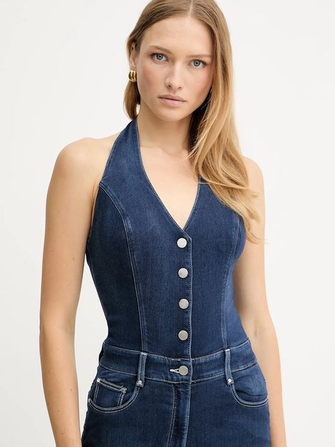 Guess kombinezon jeansowy BETSY kolor granatowy W5YD57 D0782