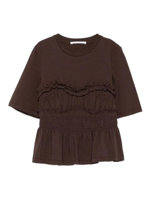 Cecilie Bahnsen smocked ruffled top - Brown - zdjęcie produktu nr 1