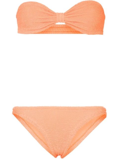 Hunza G Jean crinkle-effect bandeau bikini - Orange