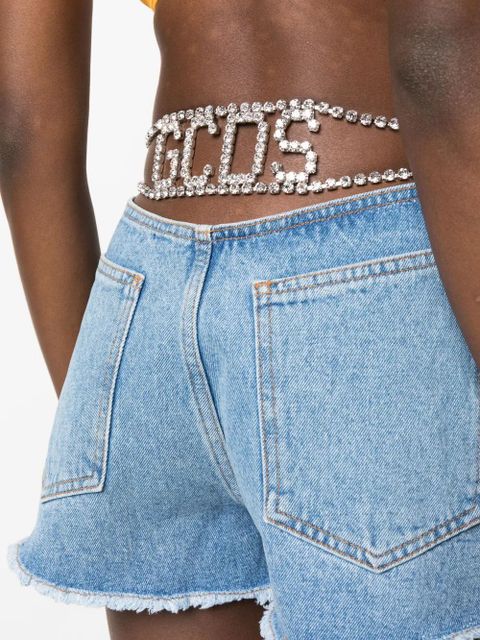GCDS high-waisted denim shorts - Blue