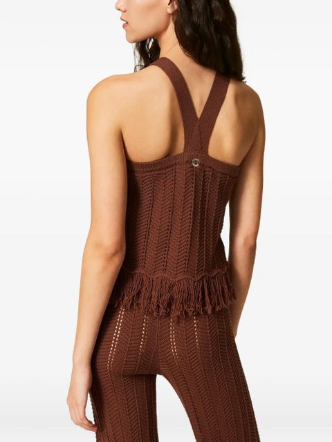 TWINSET fringed knitted top - Brown