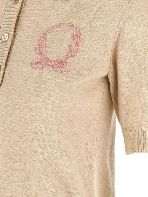 Moschino embroidered knited polo top - Neutrals