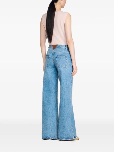 SANDRO belt-loops wide-leg jeans - Blue