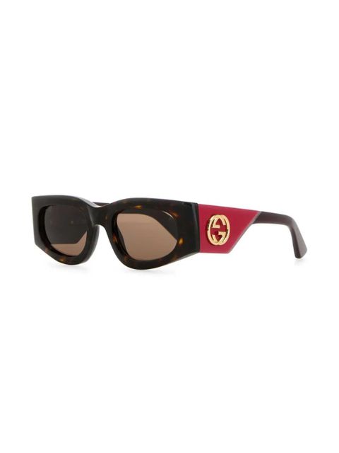 Gucci Eyewear tortoiseshell-effect rectangular-frame sunglasses - Brown - zdjęcie produktu nr 2