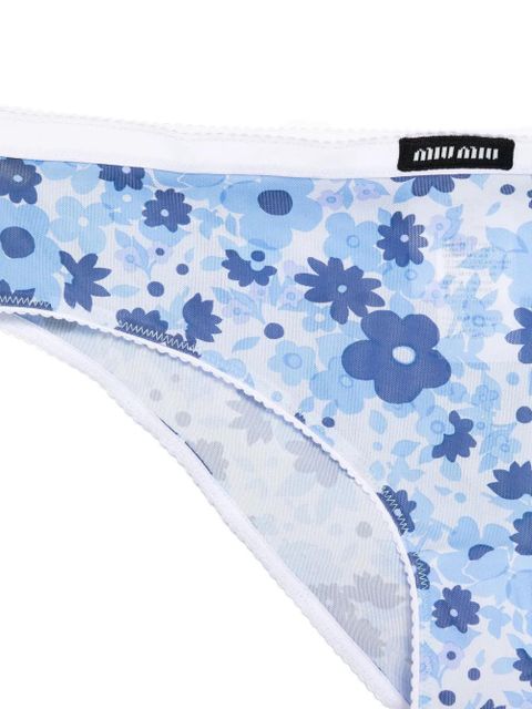 Miu Miu floral-print briefs - Blue