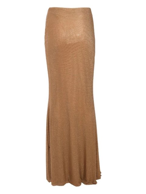 Self-Portrait metallic maxi skirt - Brown