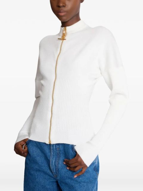 Balmain zip-up knitted cardigan - White