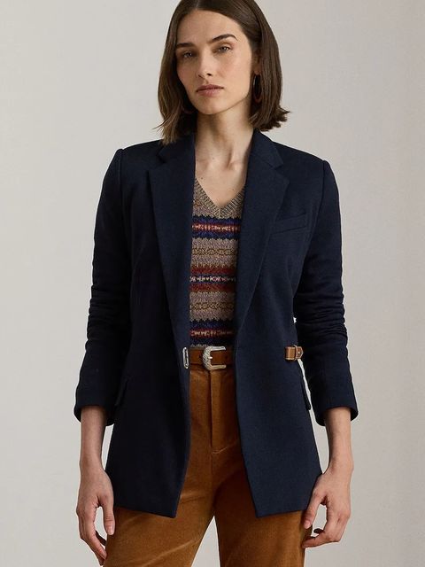 Lauren Ralph Lauren marynarka kolor granatowy jednorzędowa gładka 200980021 - zdjęcie produktu nr 1