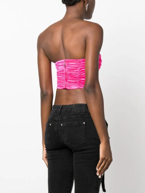 ROTATE BIRGER CHRISTENSEN ruched satin cropped top - Pink