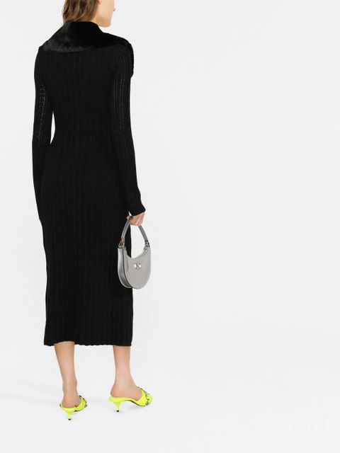 Blumarine faux-fur collar knitted dress - Black - zdjęcie produktu nr 2
