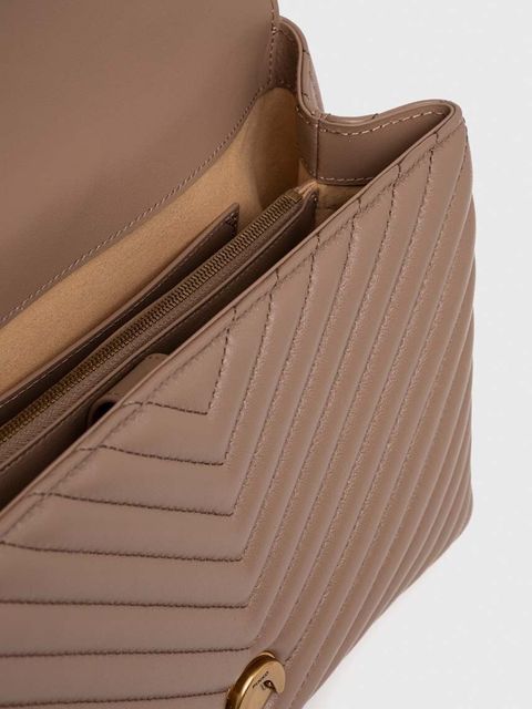 Pinko torebka skórzana kolor brązowy 100042 A0GK