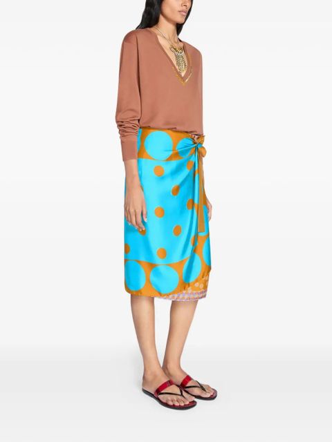 DRIES VAN NOTEN wrap polka dot midi skirt - Blue