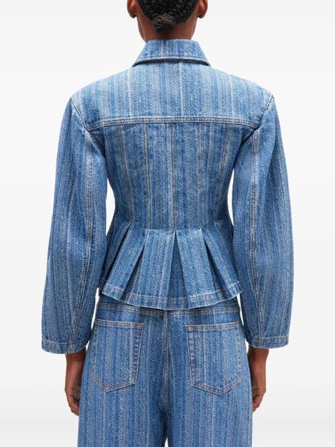 GANNI pleated denim jacket - Blue