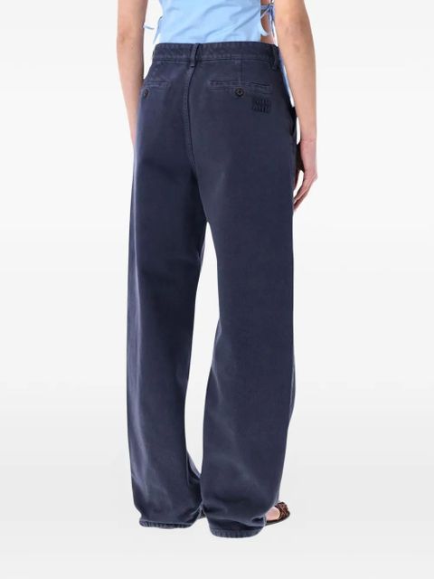 Miu Miu logo-embroidered trousers - Blue - zdjęcie produktu nr 2