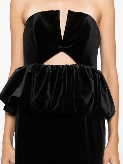 Self-Portrait Velvet Peplum maxi dress - Black