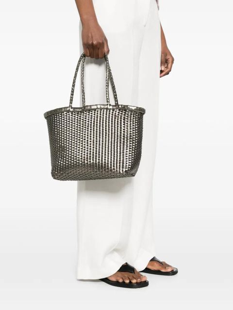 DRAGON DIFFUSION Small Grace Basket woven braided tote bag - Grey