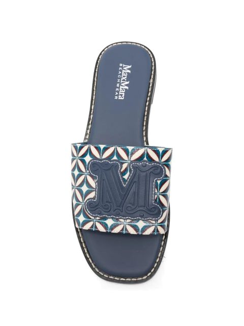 Max Mara geometric-print logo-patch sandals - Blue