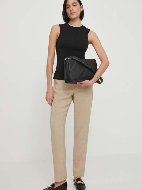 Calvin Klein bluzka damska kolor czarny gładka