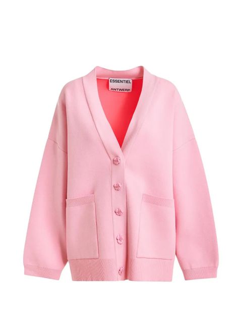 Essentiel Antwerp Jomber flower-button pockets cardigan - Pink - zdjęcie produktu nr 1