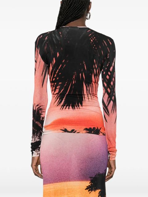 Rabanne palm print T-shirt - Orange